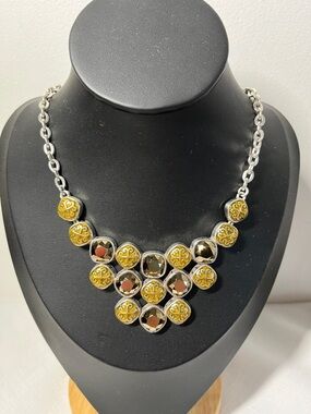 BRIGHTON "Duchess" Necklace  like new. bronze colored Swarovski Crystals Silver.